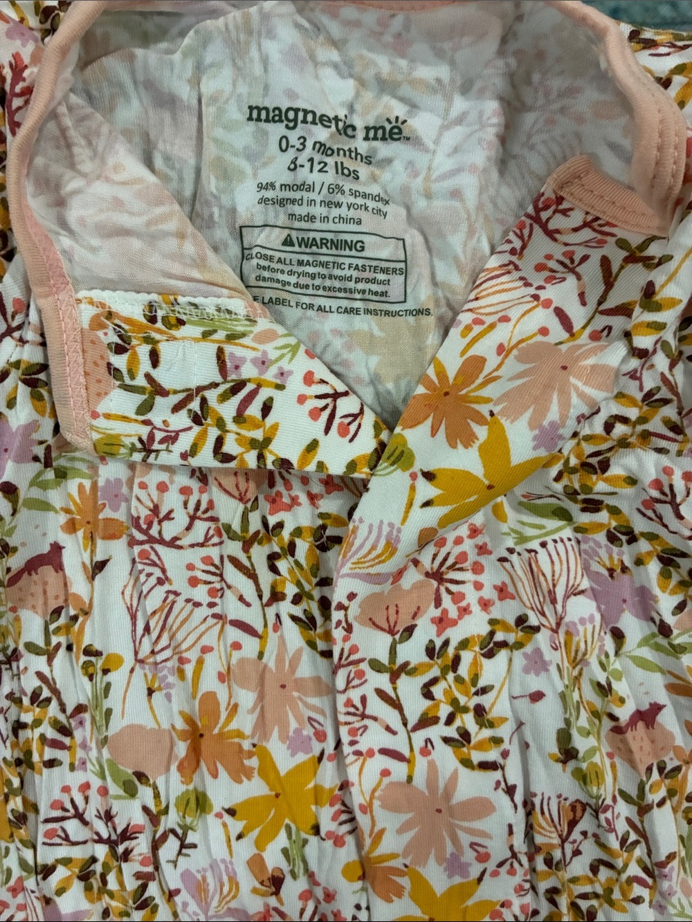 Magnetic Me Cream Romper with Pink & Mustard Floral Print